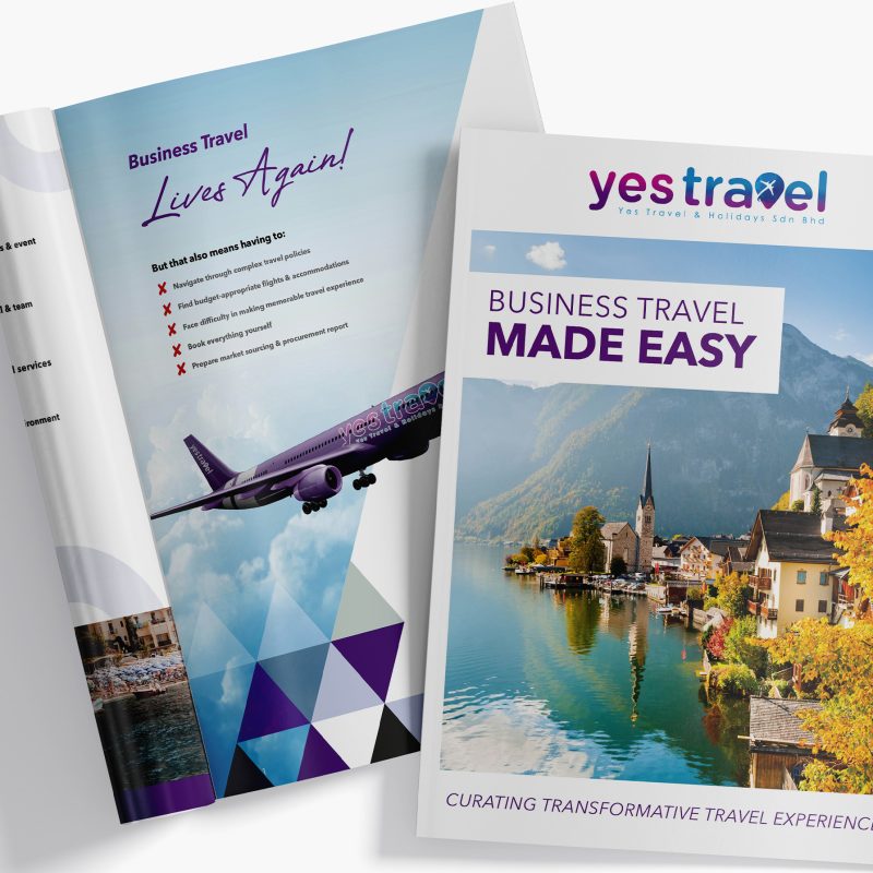 Company Profile featuring europe and plane, with headline that writes business travel made easy